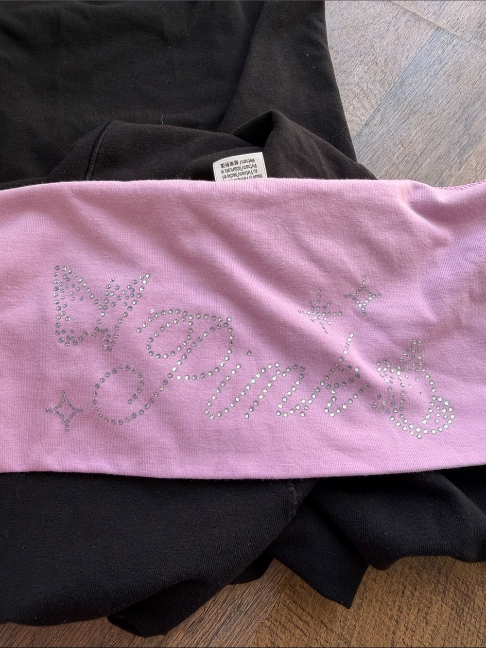 PINK Victoria's Secret Hot Pink Top & pink& black bling foldover leggings Medium - Picture 8 of 9